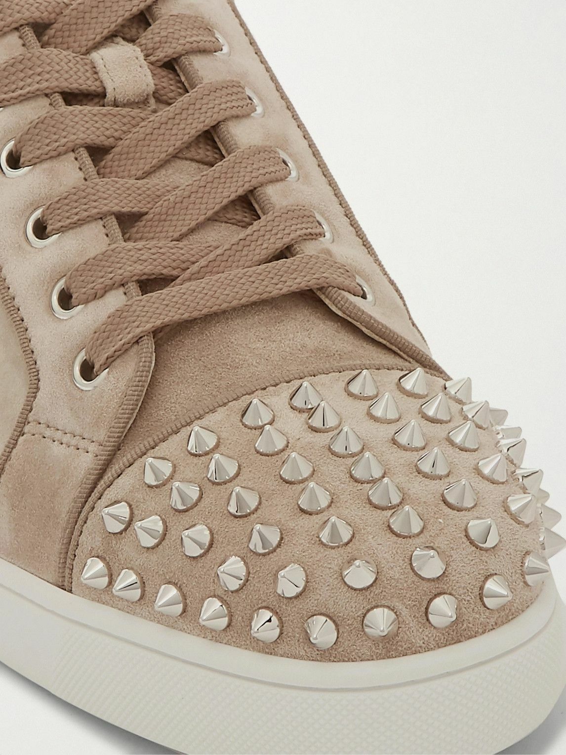 Christian Louboutin - Louis Junior Spikes Cap-Toe Suede Sneakers - Neutrals