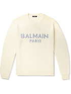 Balmain - Logo-Intarsia Wool Sweater - White