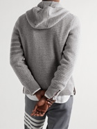 Thom Browne - Striped Textured Wool and Cashmere-Blend Zip-Up Hoodie - Gray