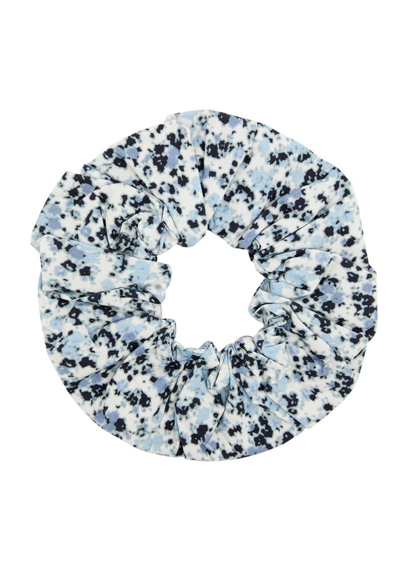 Photo: Ganni Printed Cotton Scrunchie - Blue - One Size