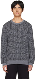 Balmain Gray Monogram Sweater