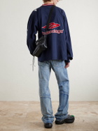Balenciaga - Oversized Appliquéd Printed Cotton-Jersey T-Shirt - Blue