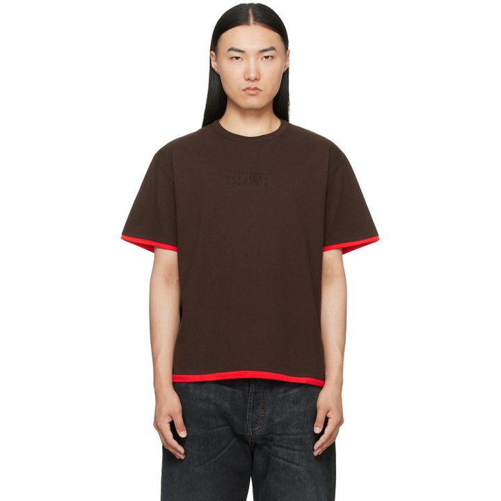 Photo: MM6 Maison Margiela Brown Cotton Reversible T-shirt