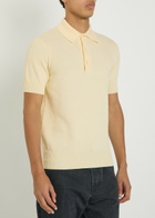 Drake's Textured Cotton-knit Polo top Ecru