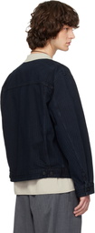 Solid Homme Black Collarless Denim Trucker Jacket
