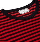 AMI - Logo-Appliquéd Striped Cotton-Jersey T-Shirt - Red
