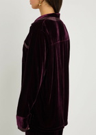 Forte_forte Satin-trim Velvet Shirt Burgundy