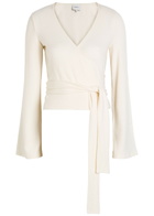 Reformation Kylen Wrap-front Knit top Cream