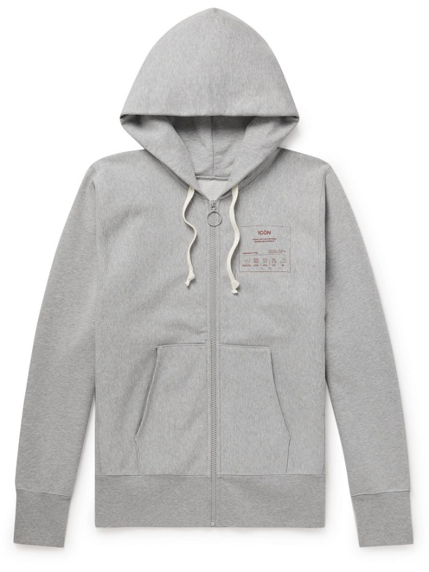 Photo: MAISON MARGIELA - 1Con Printed Mélange Loopback Cotton-Jersey Hoodie - Gray