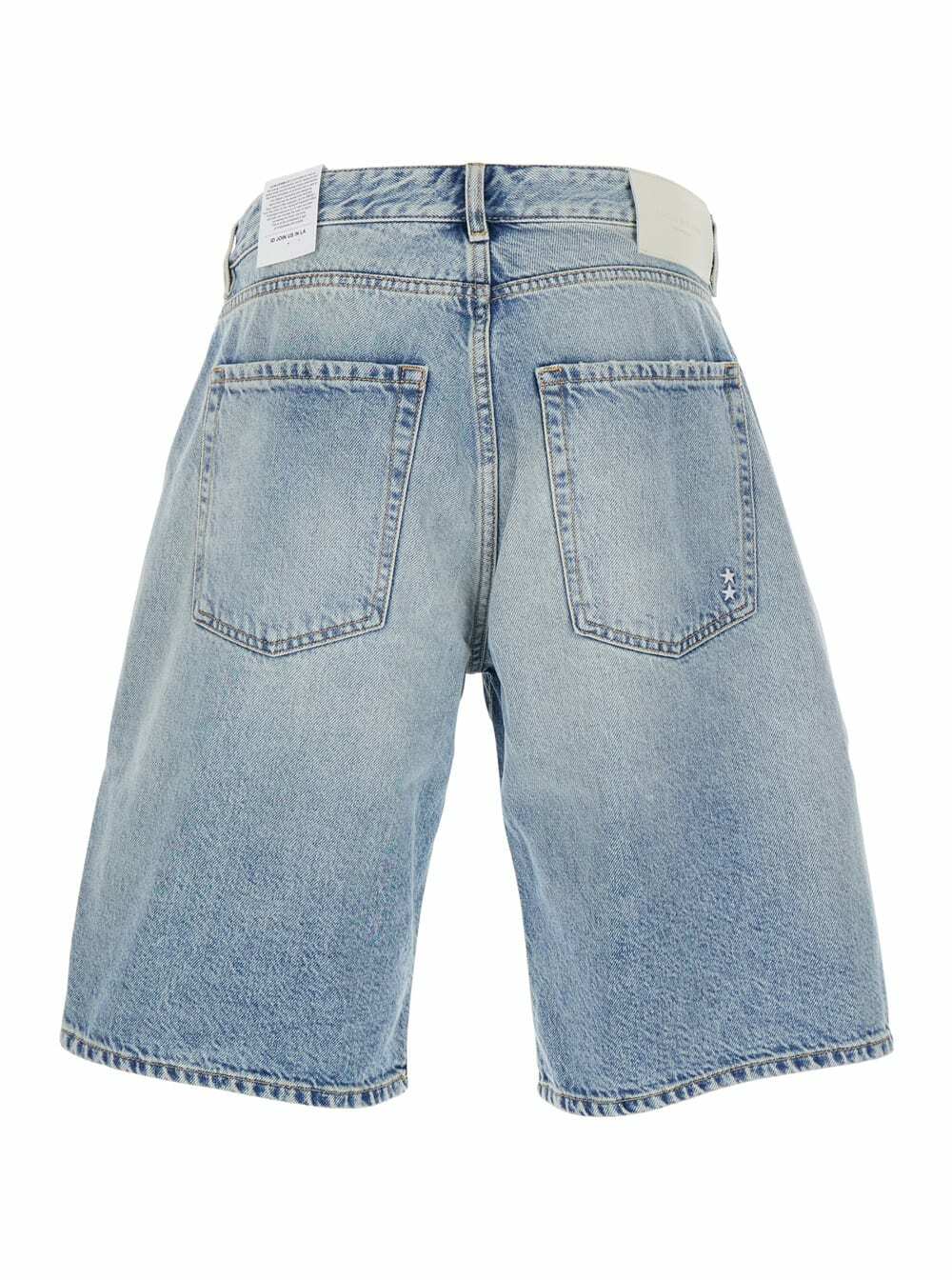 Icon Denim Light Blue Five-pocket Bermuda Shorts With Logo Patch On The Back In Denim Man