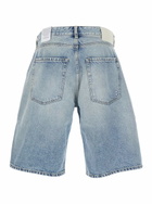 Icon Denim Light Blue Five-pocket Bermuda Shorts With Logo Patch On The Back In Denim Man