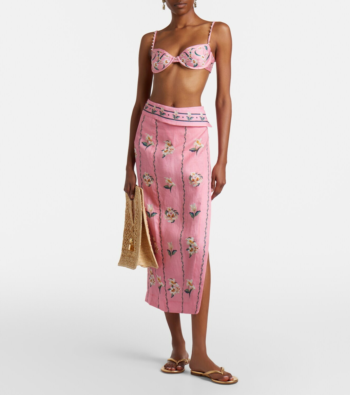 Agua by Agua Bendita Tierra floral linen beach cover-up