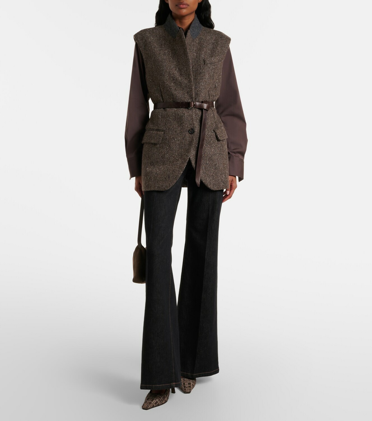 Brunello Cucinelli Monili herringbone sequined wool-blend vest