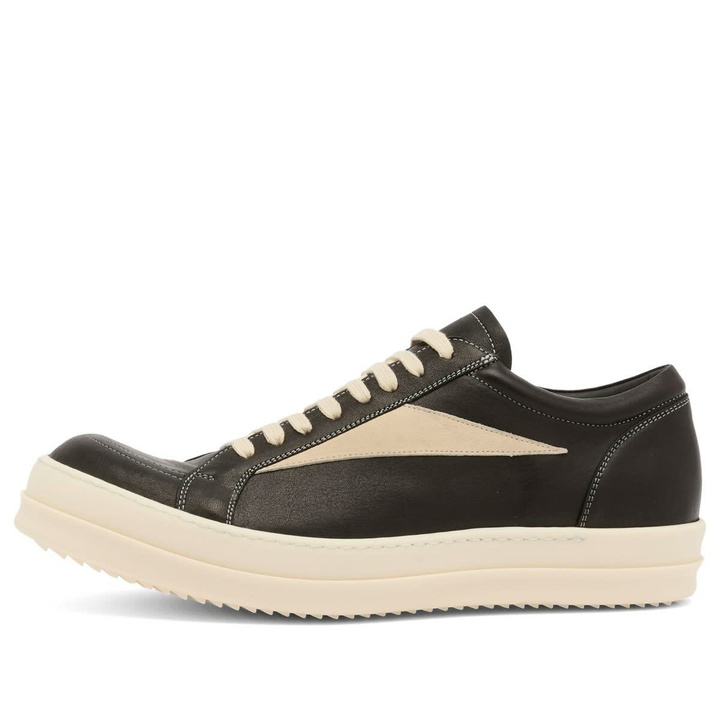 Photo: Rick Owens Men's Leather Vintage Sneaks in Black/Milk/Milk
