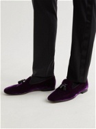 TOM FORD - William Tasselled Leather-Trimmed Velvet Loafers - Purple