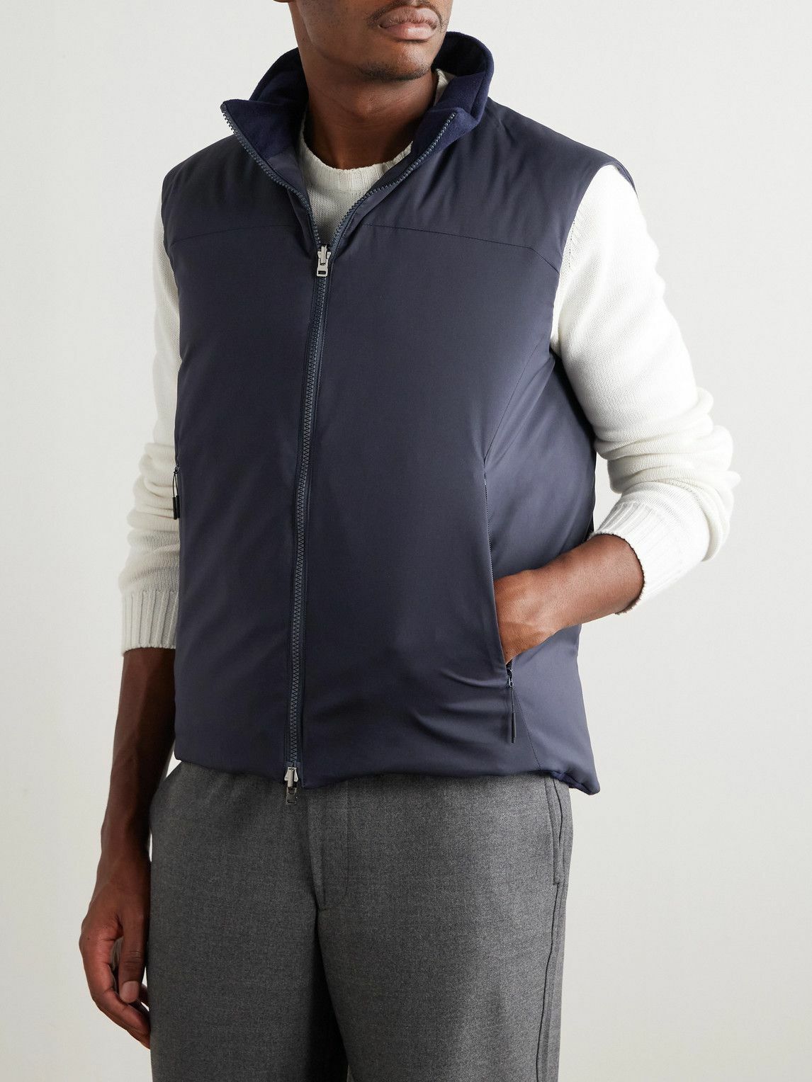 SEASE - Reversible Quilted Shell and Brushed Cashmere Down Gilet - Blue
