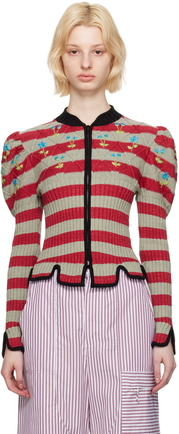 Cormio Beige & Red Divna Cardigan