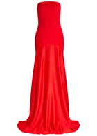 Solace London Alessandra Strapless Satin and Crepe Gown Red