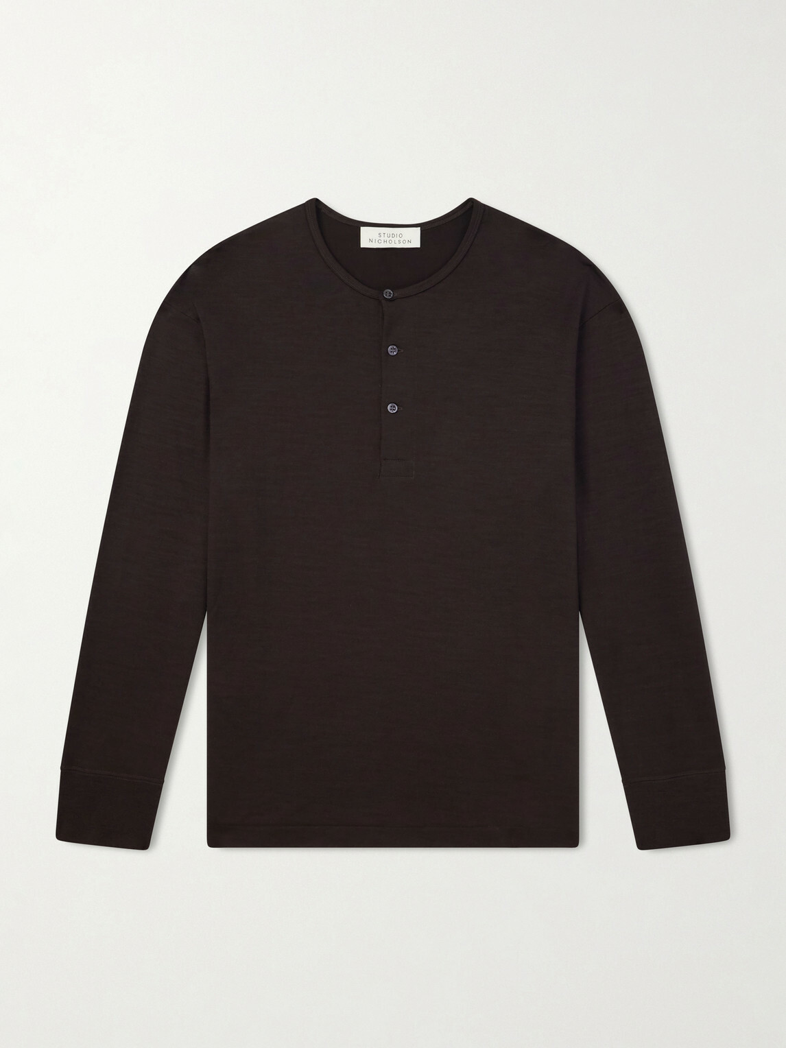Studio Nicholson - Cotton-Jersey Henley T-Shirt - Brown