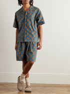 Story Mfg. - Greetings Camp-Collar Logo-Embroidered Checked Organic Cotton Shirt - Blue