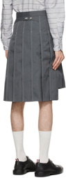 Thom Browne Grey Typewriter Cloth Classic Pleated Skirt