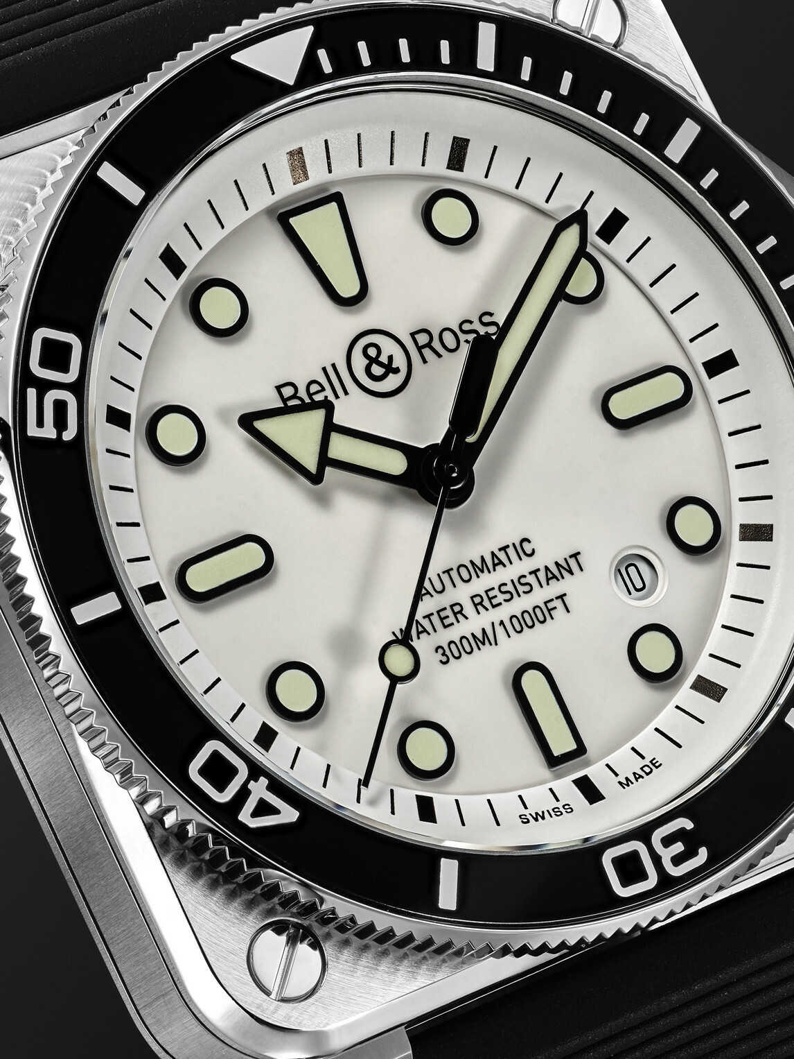 Bell & Ross - BR-03 Diver Automatic Stainless Steel Watch, Ref. BR03A-D-WH-ST/SRB