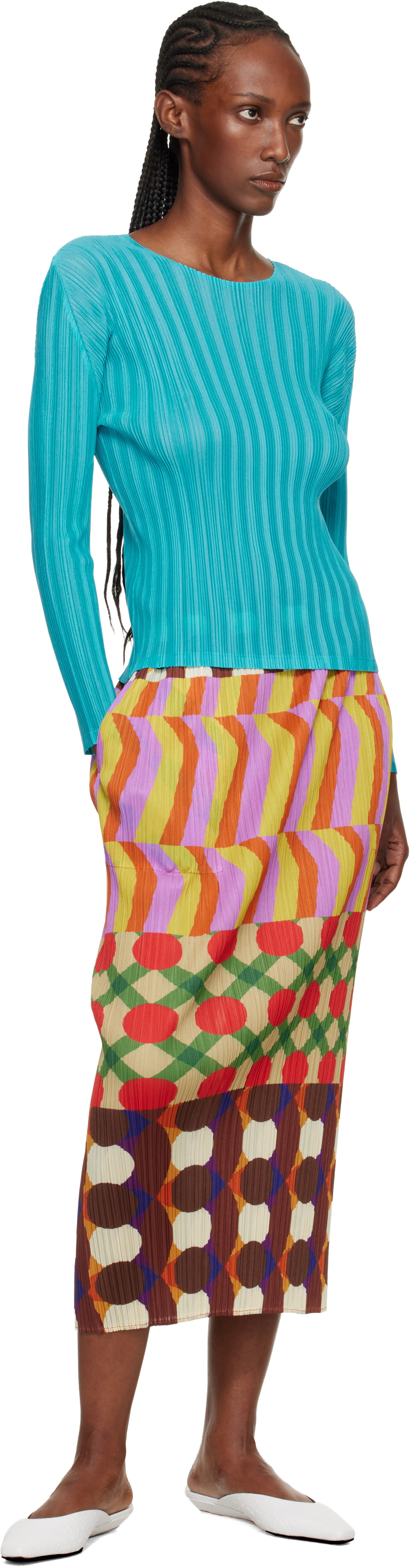 PLEATS PLEASE ISSEY MIYAKE Blue Rib Pleats January T-shirt