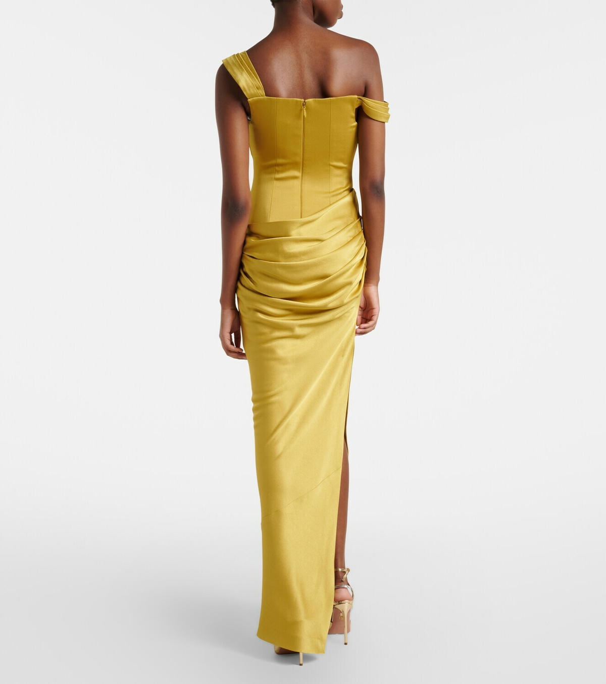 Alex Perry Draped one-shoulder satin crêpe gown