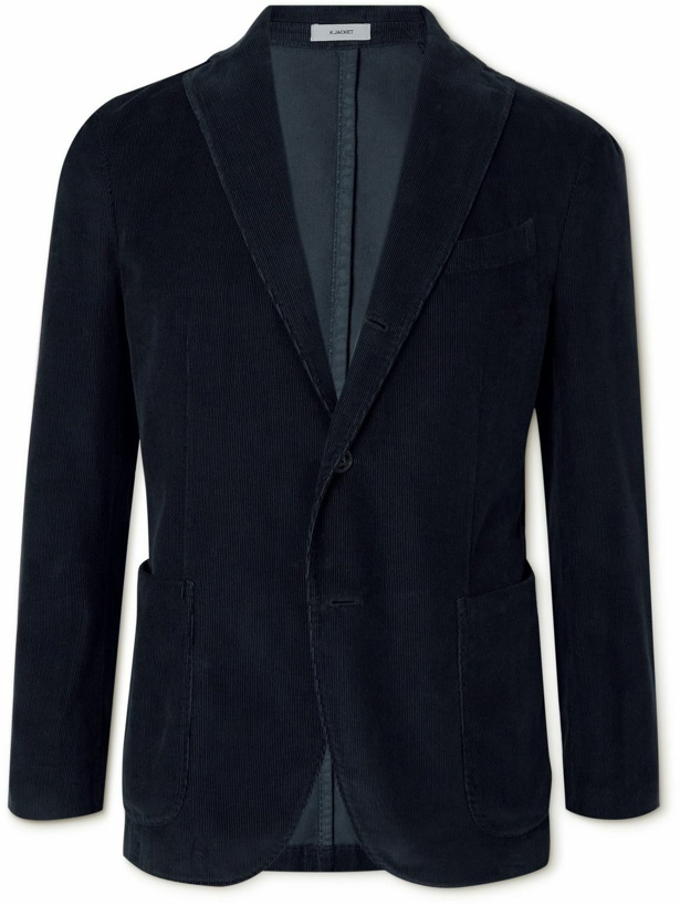 Photo: Boglioli - K-Jacket Slim-Fit Stretch-Cotton Corduroy Suit Jacket - Blue