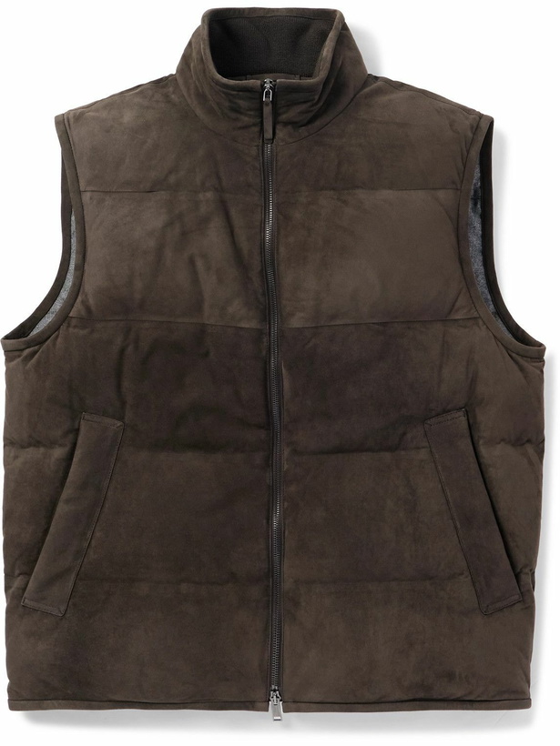 Photo: Zegna - Quilted Suede Down Gilet - Brown