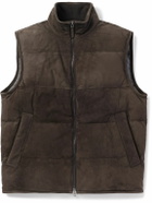 Zegna - Quilted Suede Down Gilet - Brown