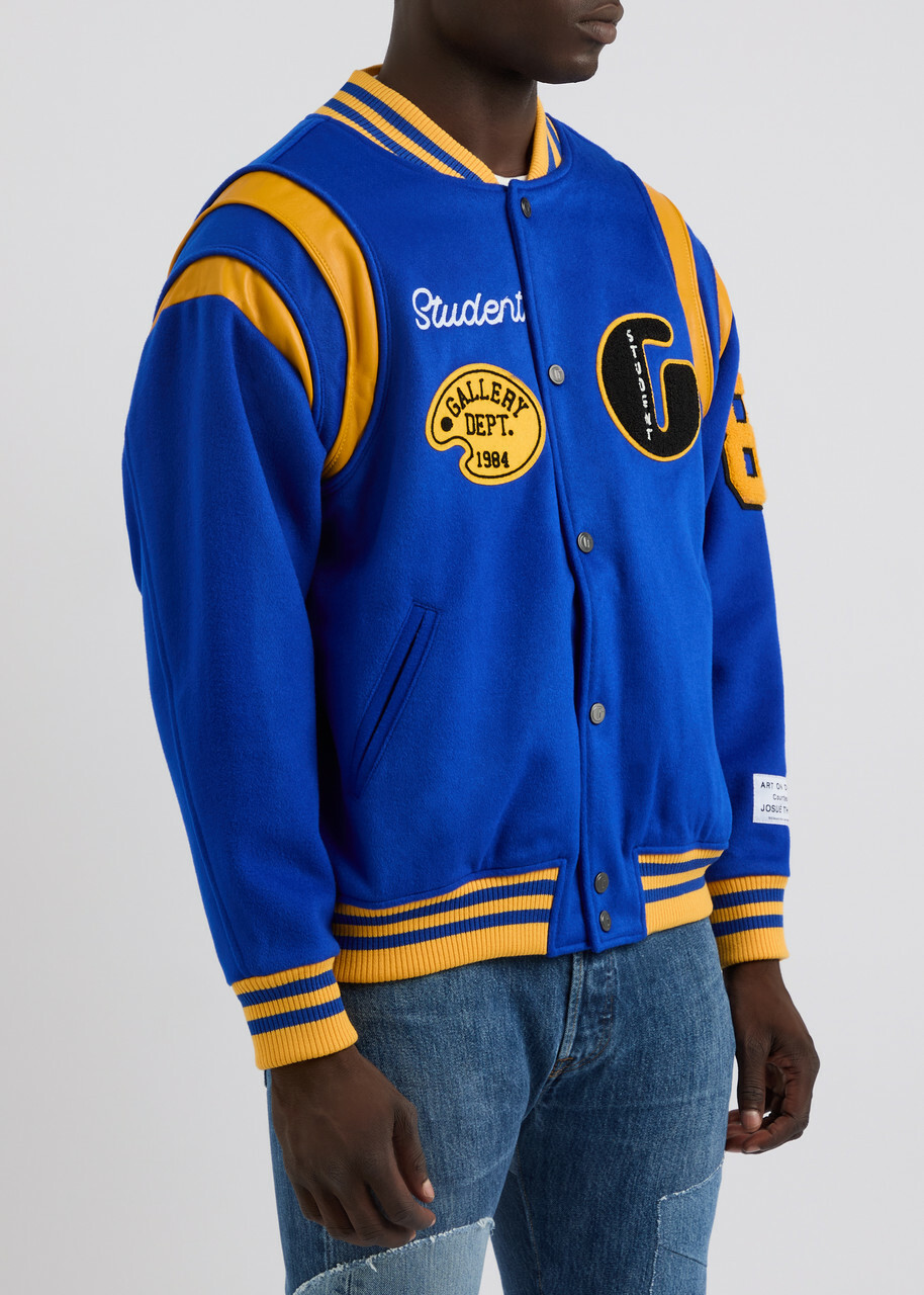 Gallery Dept. Logo Panelled Wool-blend Varsity Jacket Blue