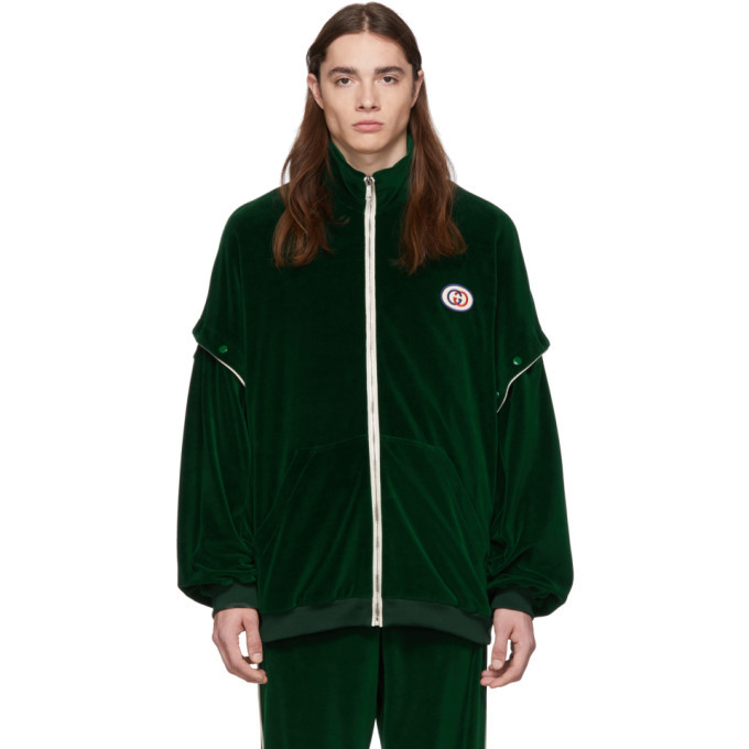 Photo: Gucci Green Convertible Velvet Track Jacket