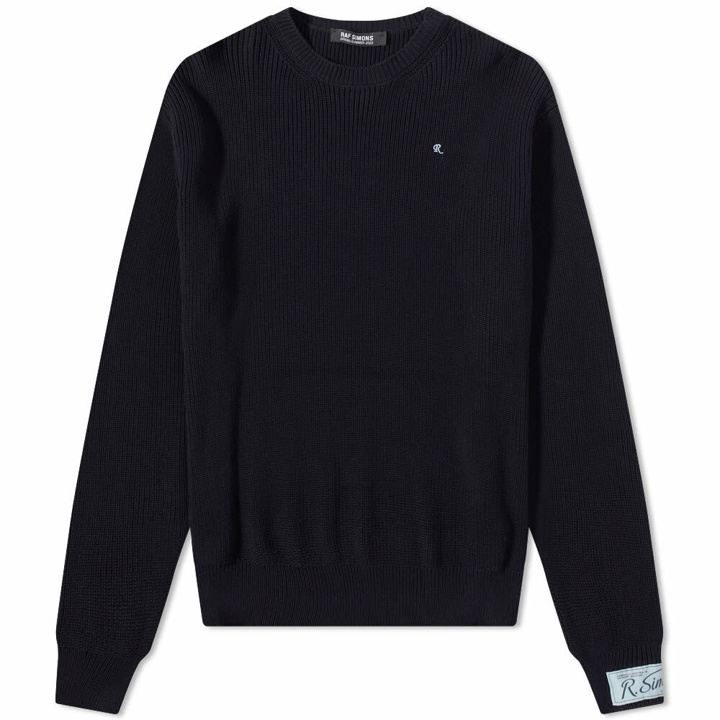 Photo: Raf Simons Men's R Logo Crew Knit in Navy