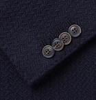 Altea - Navy Slim-Fit Unstructured Herringbone Virgin Wool Blazer - Men - Navy