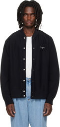 Givenchy Black Couture Seam Fleece Embroidered Cardigan