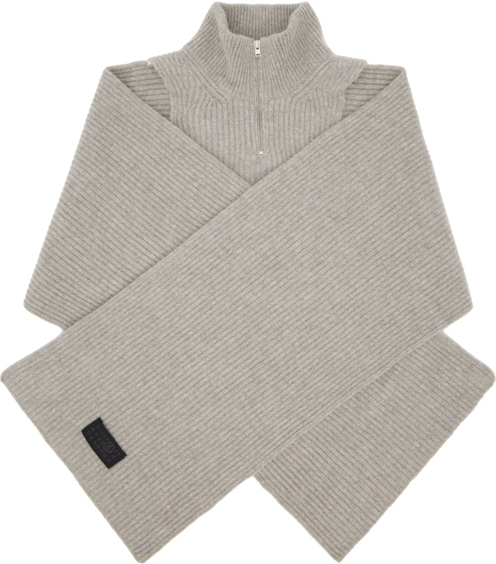 Photo: MM6 Maison Margiela Gray Fisherman Knit Camionneur Scarf