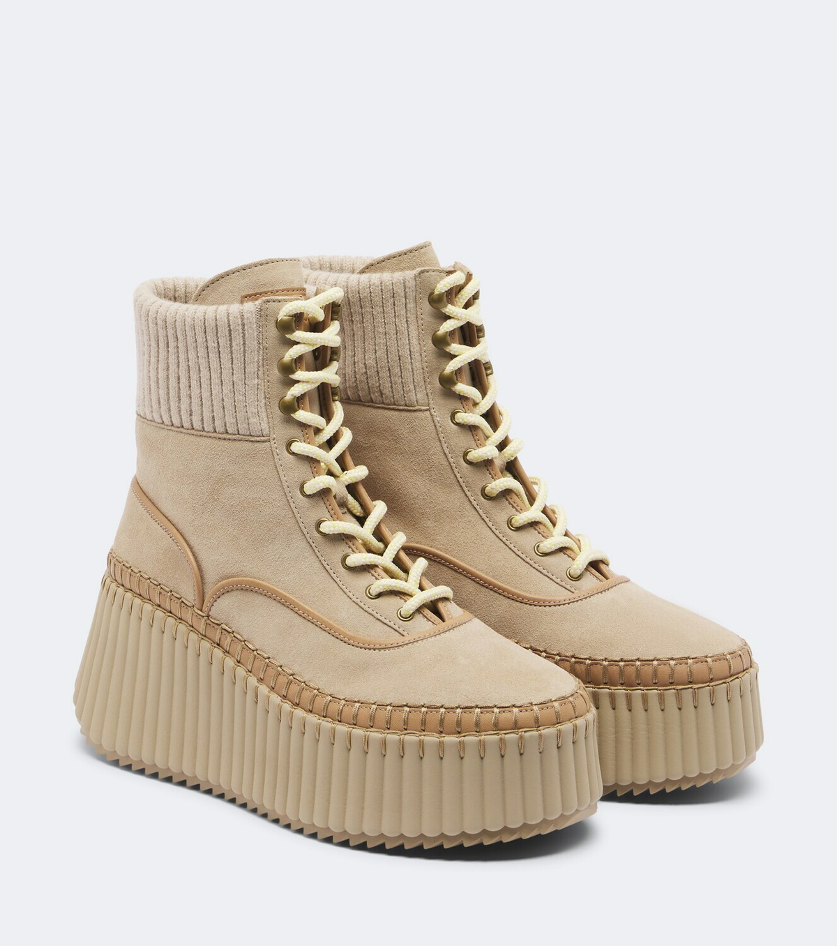 Chloé Nama suede platform lace-up boots