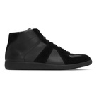 Maison Margiela Black Replica Mid-Top Sneakers