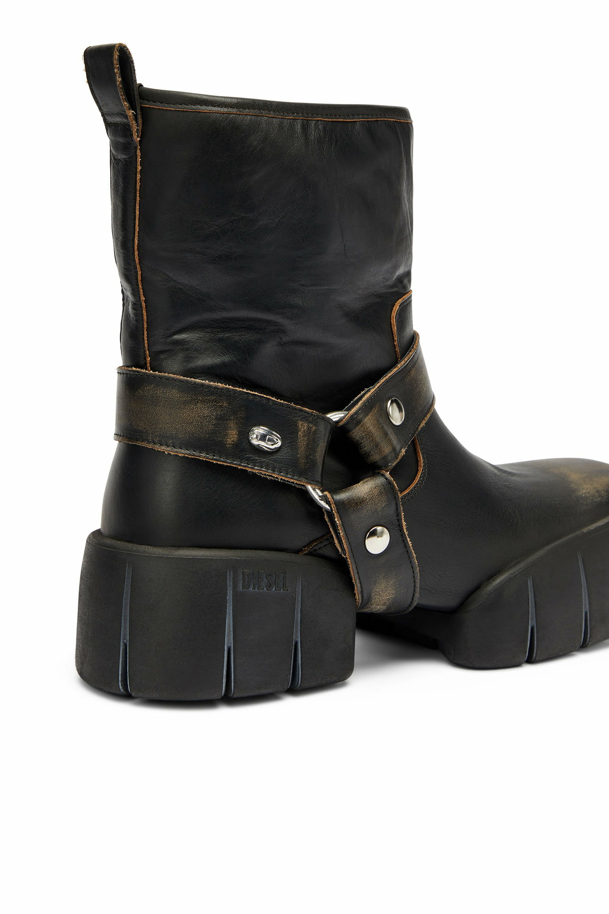 Diesel D-Tex - Biker boots in distressed leather - Boots - Man -