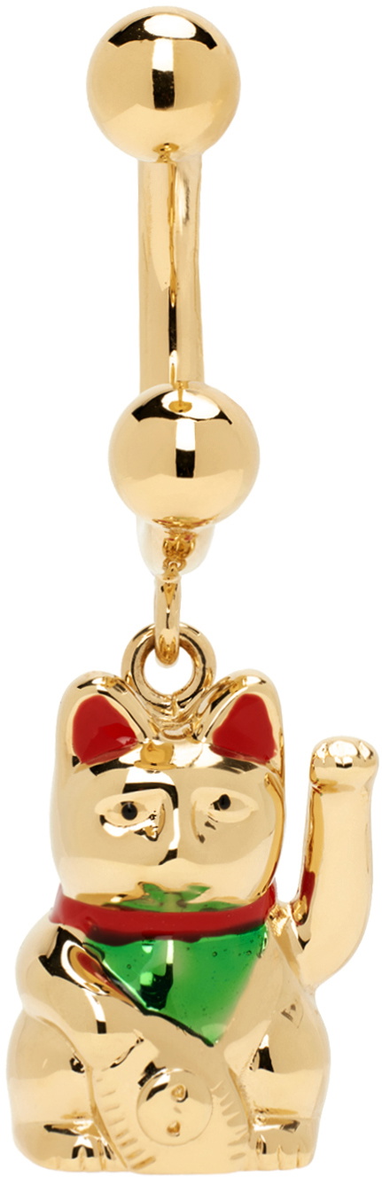 Safsafu Gold Maneki Neko Single Earring