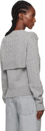 OPEN YY Gray Convertible Cable Knit Sweater