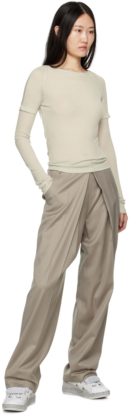 LOW CLASSIC Taupe Pleated Trousers Low Classic