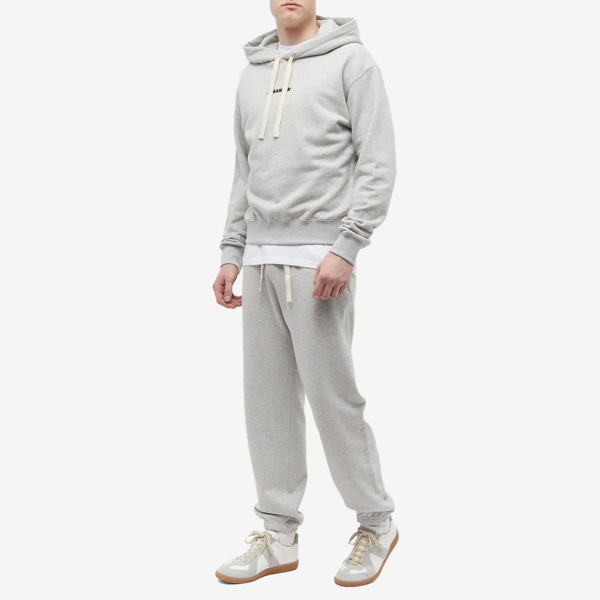 パーカー・フーディ JIL SANDER PLUS LOGO POPOVER HOODIE Jil Sander Men's Plus Logo Popover Hoody in Open Grey Jil Sander