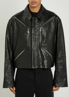 Rick Owens Heizer Grained Leather Jacket Black