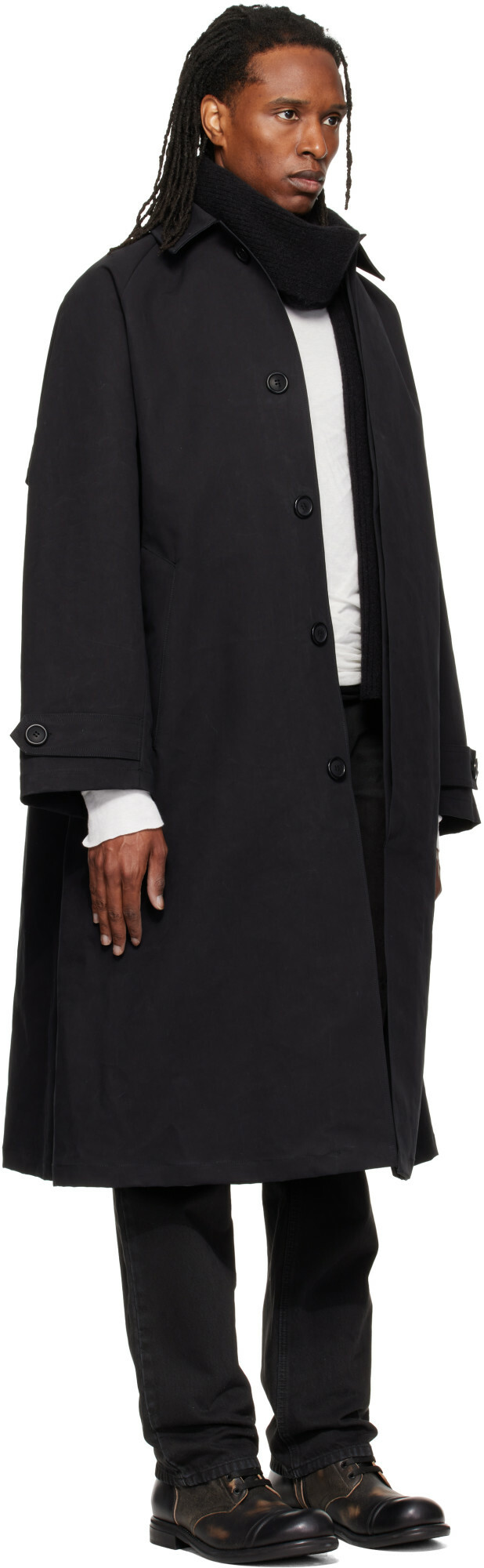 ALEXANDER DIGENOVA Black Canvas Trench Coat