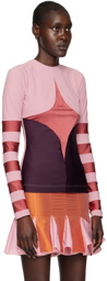 ANDREJ GRONAU SSENSE Exclusive Pink Patchwork Long Sleeve T-Shirt