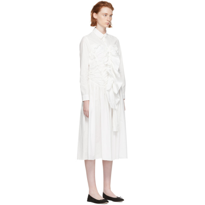Chika Kisada White Gathered Shirt Dress