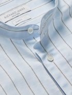 Richard James - Grandad-Collar Striped Poplin Shirt - Blue