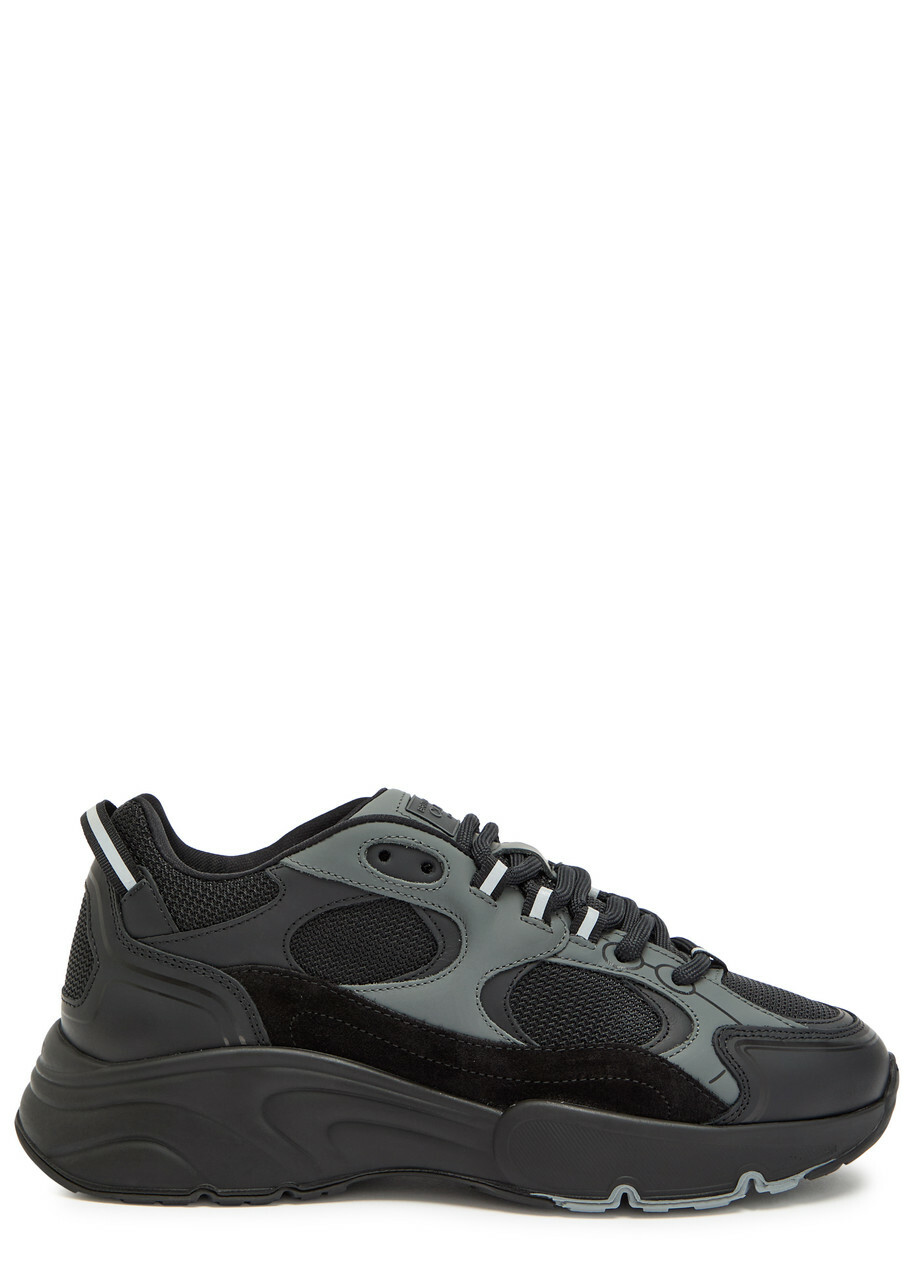 Cleens Pulse Runner Panelled Mesh Sneakers Black Grey
